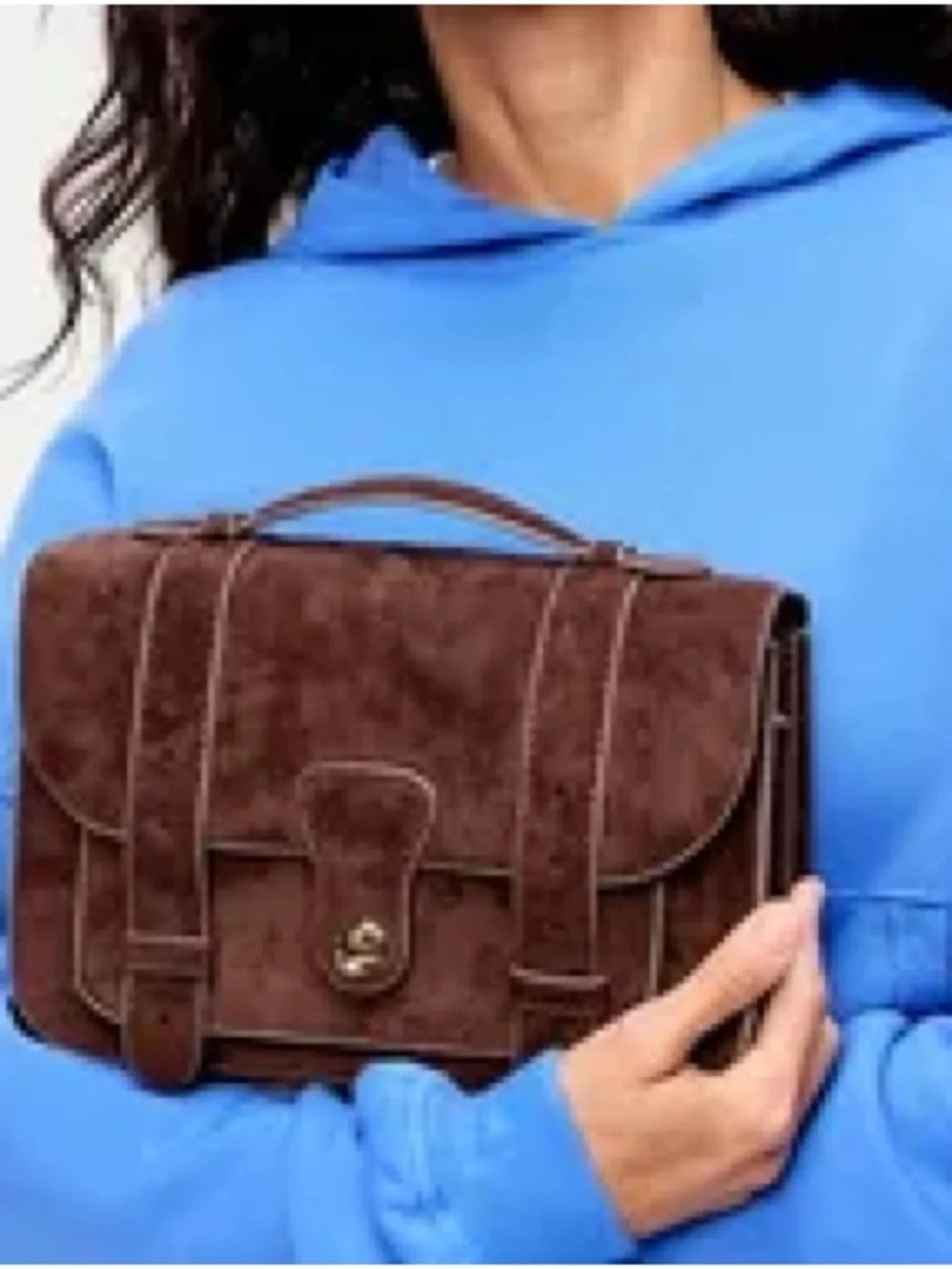Old Navy Faux Suede Classic Brown Satchel Handbag